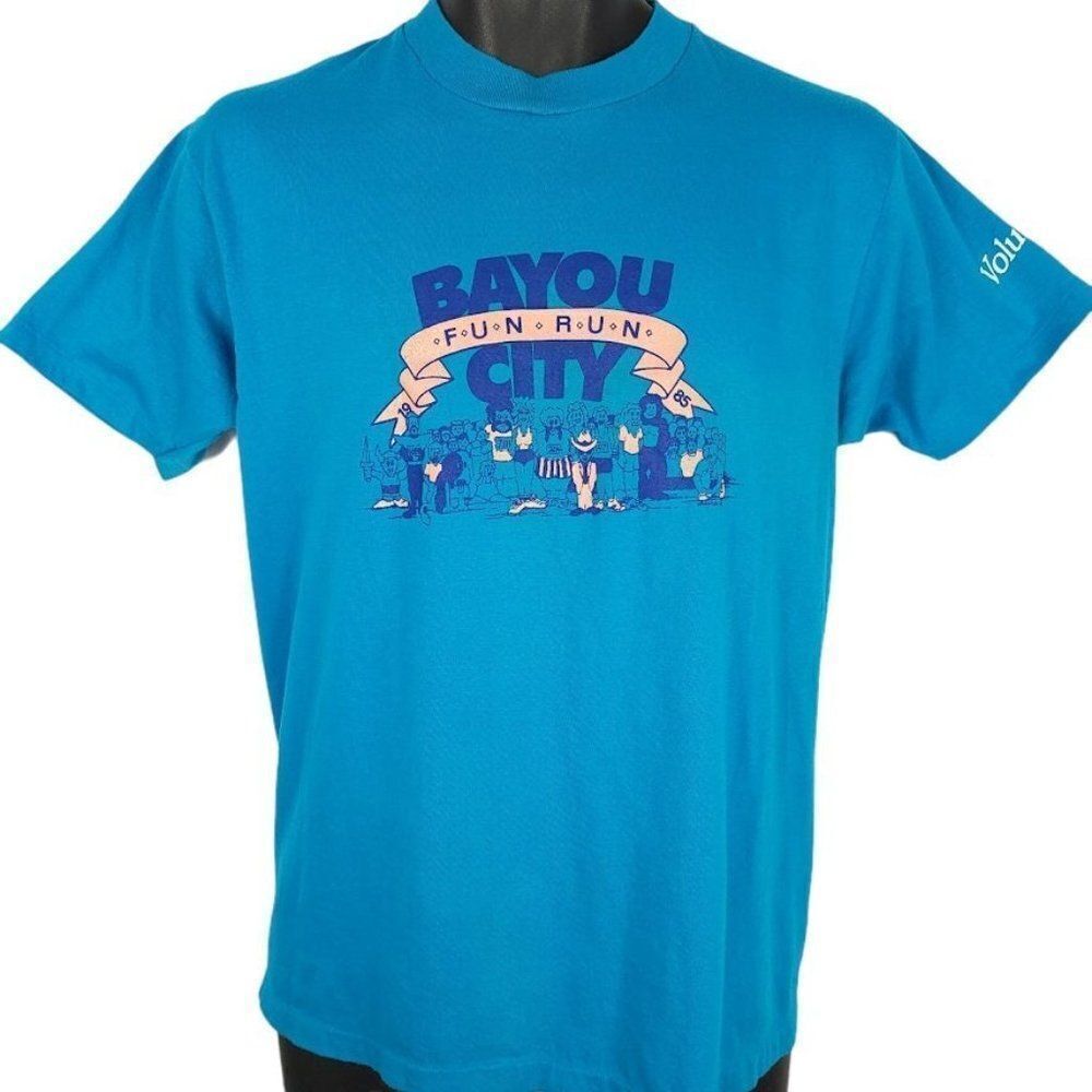 Bayou City Fun Run T Shirt Vintage 80s 1985 Houston Texas 50/50 Made In USA Mens